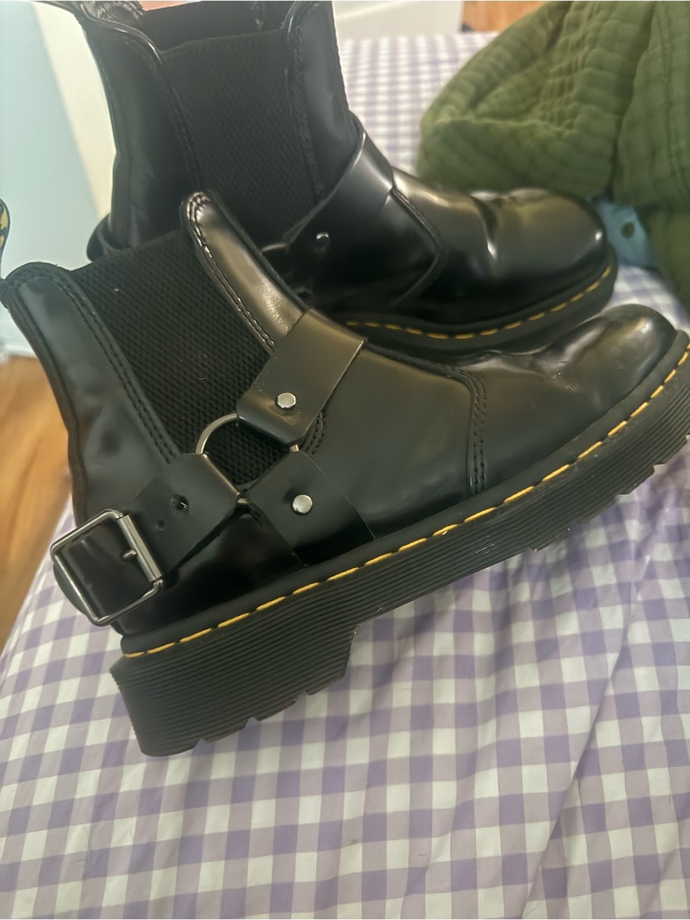 Dr. Martens Black Leather Buckle Chelsea Boots